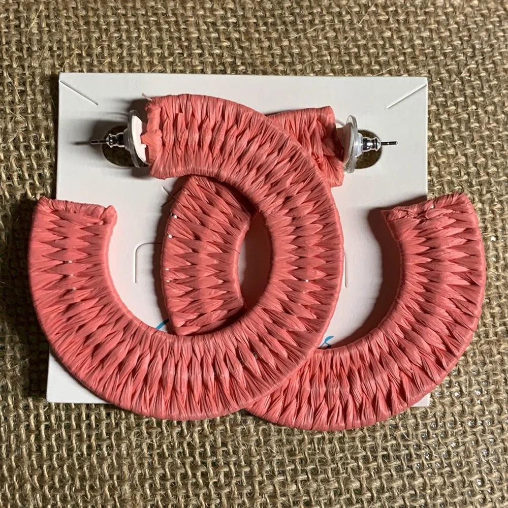 Premier Designs Tropic Raffia Wrapped Hoop Earrings